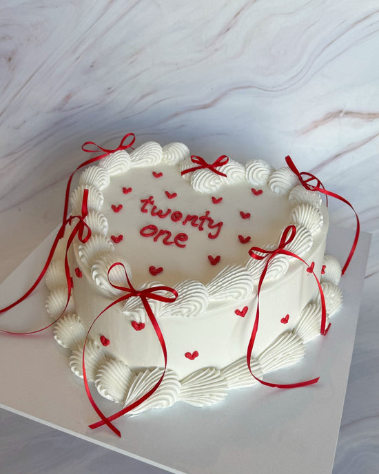 Love is in the Air Red Heart Cake - Flour Lane